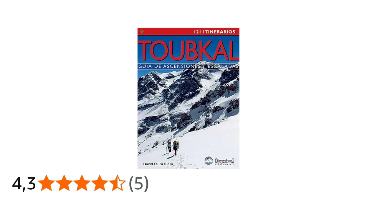 Guía de ascensiones y escaladas del Toubkal, Marruecos. Dos montañeros se adentran en un paisaje nevado.