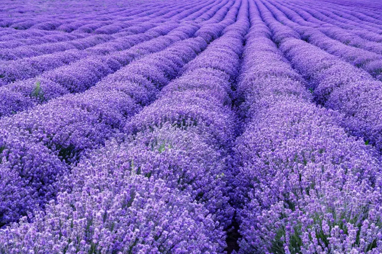Reihen von duftendem Lavendel, eine Inspiration für jeden Lavendel Garten Ideen.