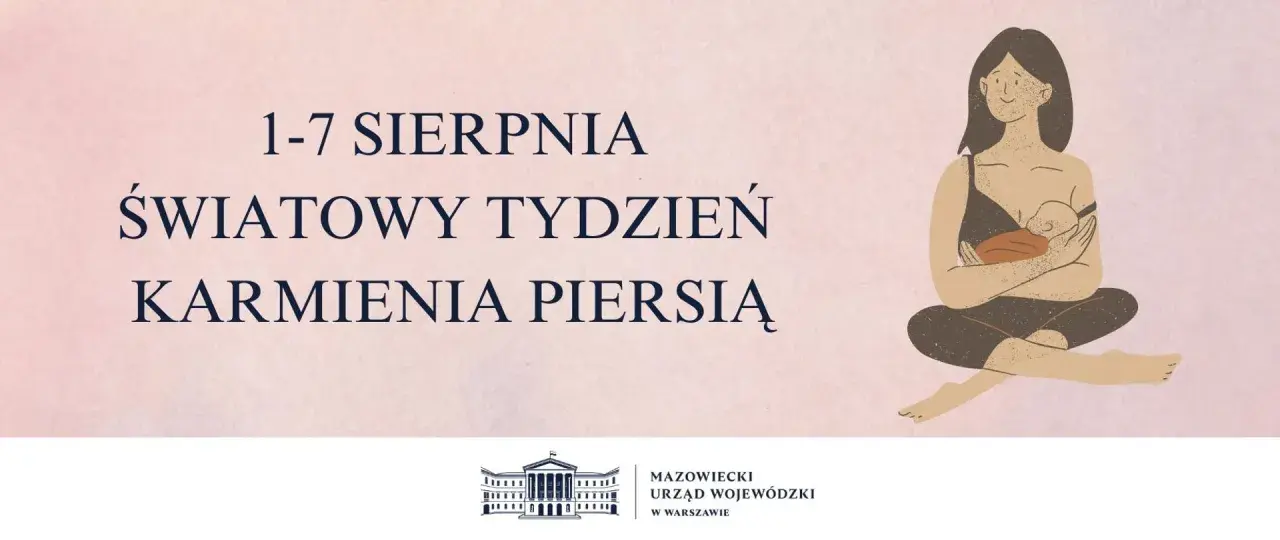 1-7 sierpnia - światowy tydzień karmienia piersią. Ilustracja matki karmiącej dziecko.