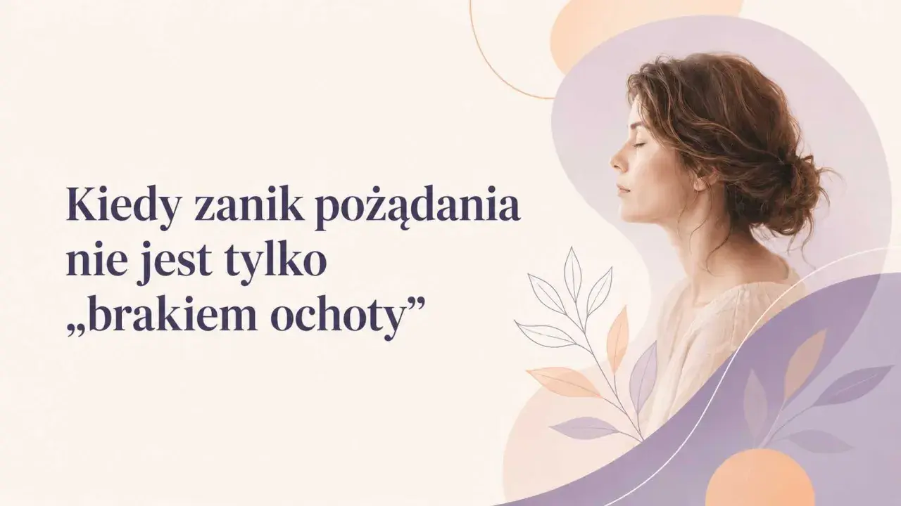 Kobieta z zamkniętymi oczami, symbolizująca spokój i wewnętrzne odczucia, gdy zanik pożądania to coś więcej niż brak ochoty. Somatyka pomaga zrozumieć ciało.