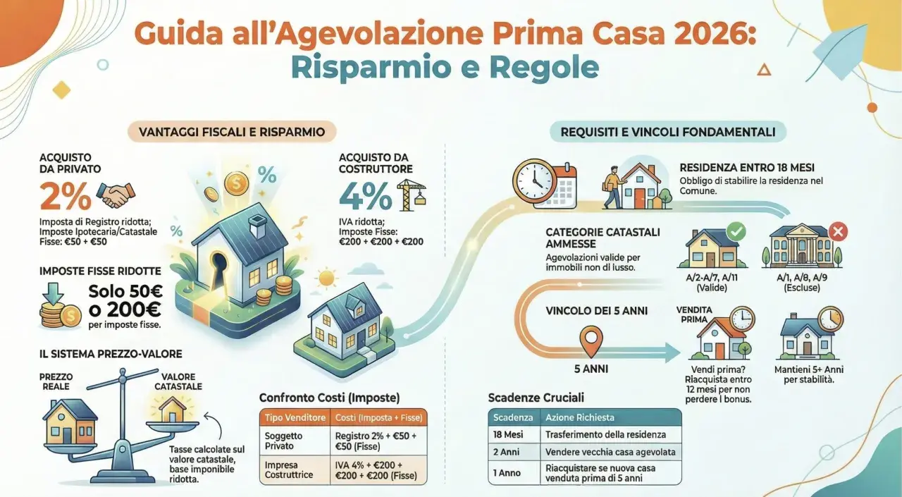 Guida all'agevolazione prima casa 2026: acquisto immobile da società, con vantaggi fiscali, requisiti e vincoli.