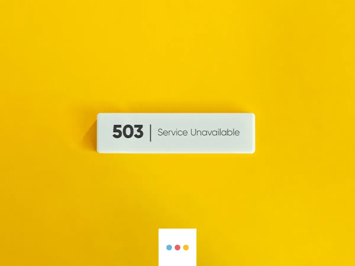 Biała tabliczka z napisem "503 Service Unavailable" na żółtym tle. Wygląda jak komunikat o błędzie.