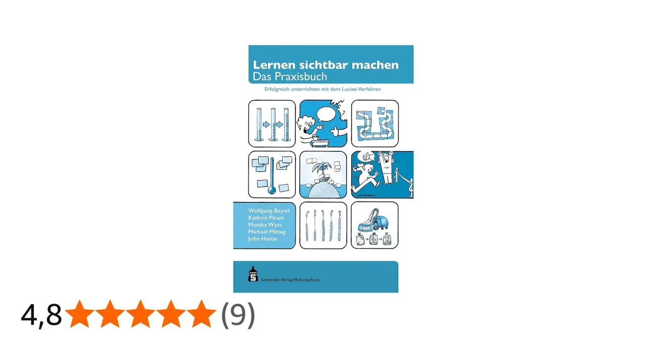 Praxisbuch "Lernen sichtbar machen" mit Illustrationen, die Lernprozesse in der Grundschule darstellen. Ideal für ein Lerntagebuch.