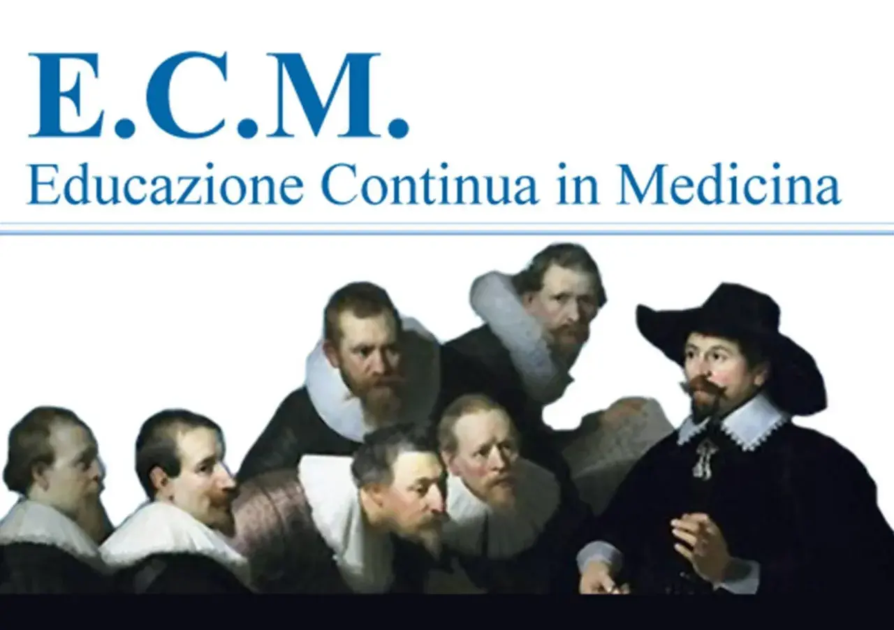 Gruppo di uomini con colletti bianchi, in stile rinascimentale, per l'ECM in Regione Lombardia.