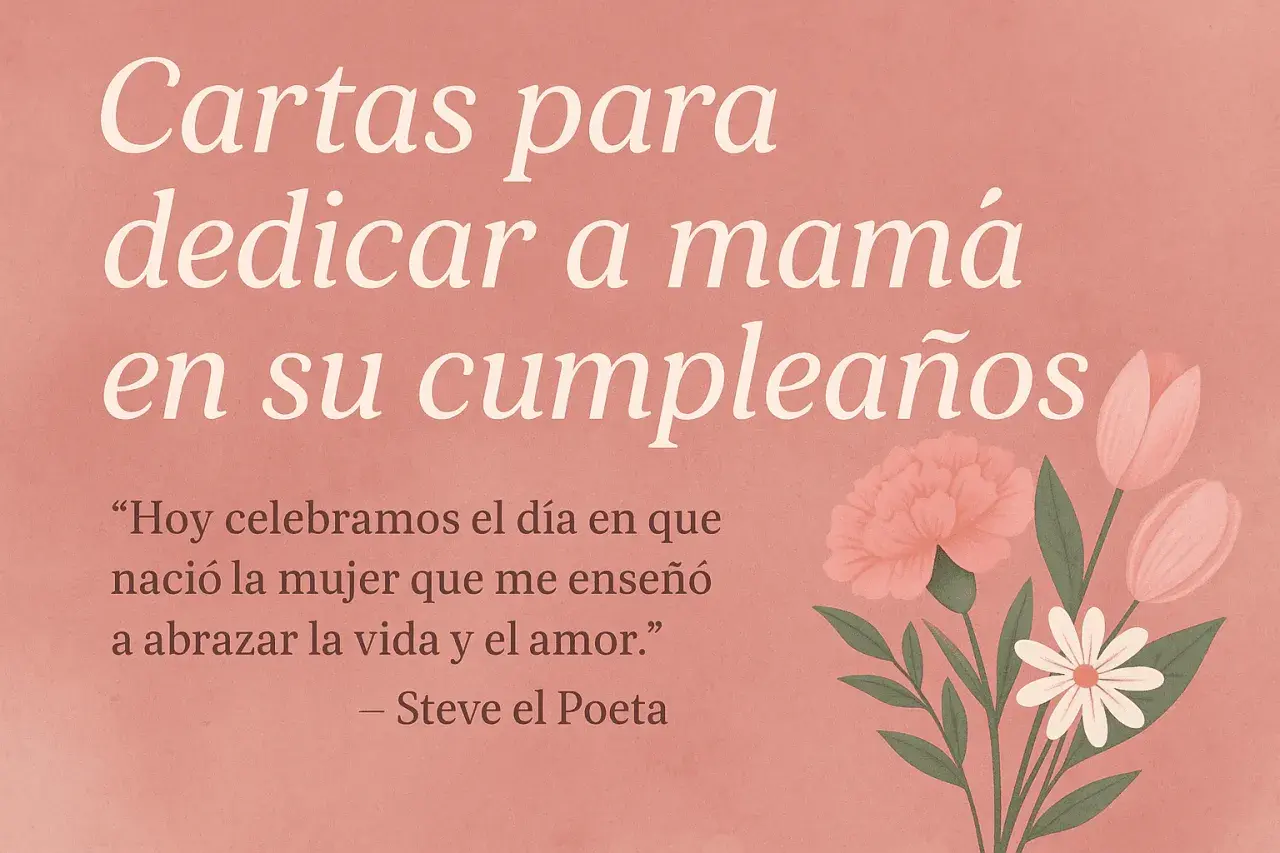 Una carta a una madre en su cumpleaños, con flores y una cita inspiradora.