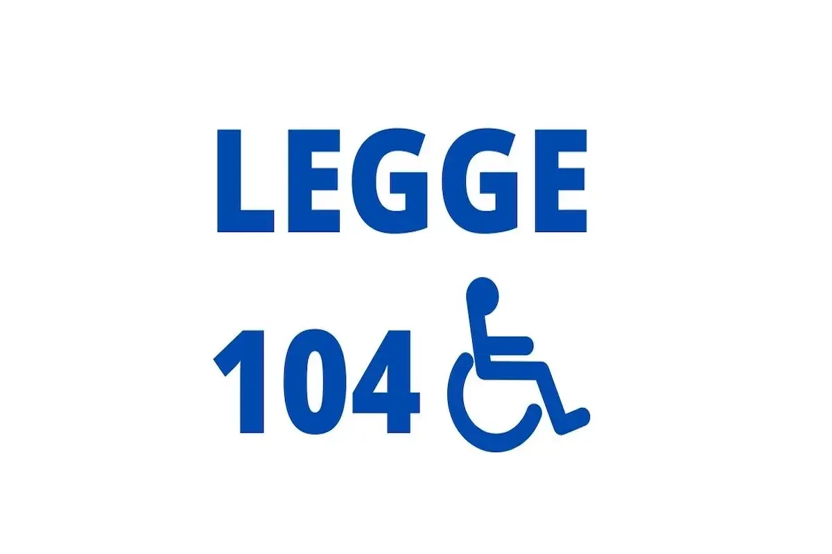 Legge 104 e il verbale INPS per l'indennità di accompagnamento. Simbolo disabilità.