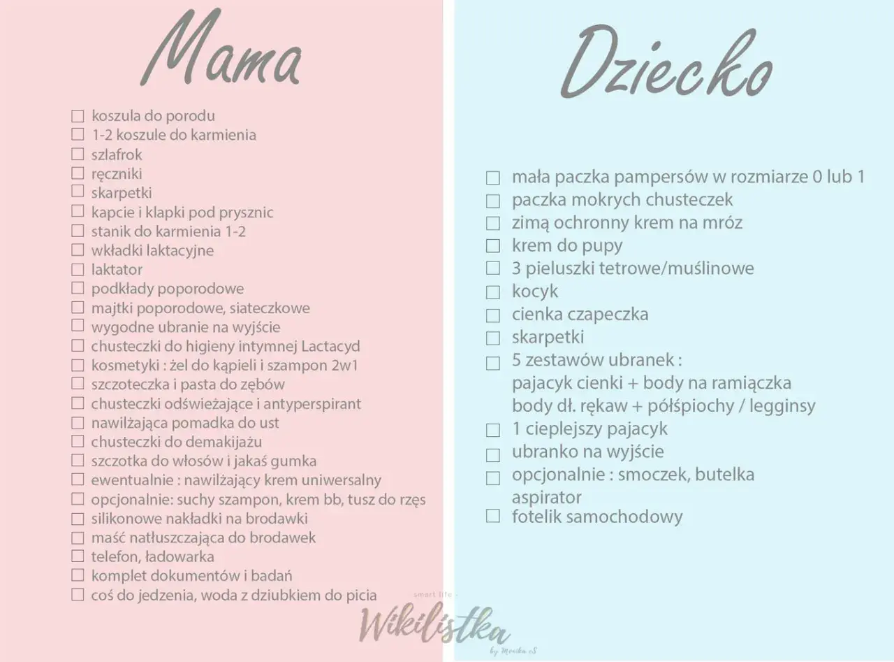 Lista rzeczy do szpitala dla mamy: koszula, bielizna, kosmetyki, ręczniki, ubranie na wyjście. Przygotuj wyprawkę do szpitala dla mamy i dziecka.
