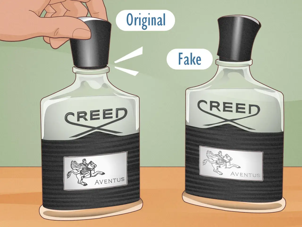 Porównanie oryginalnego i podrabianego flakonu perfum Aventus Creed 100ml.