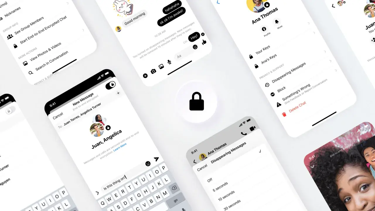 Jak zablokować aktywność na Messengerze? Ekran pokazuje opcje blokowania i usuwania czatu, a także ustawienia znikających wiadomości.