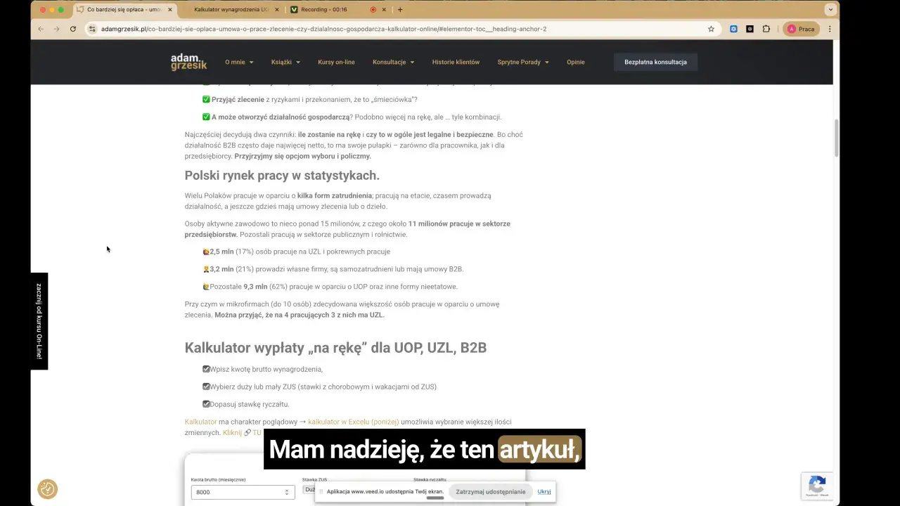 Porównanie umowa zlecenie a umowa o pracę. Kalkulator wypłaty "na rękę" dla UOP, UZL, B2B.