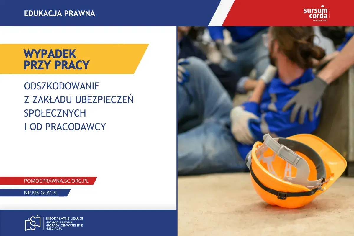 Wypadek przy pracy. Odszkodowanie z ZUS i od pracodawcy. Pomoc prawna.