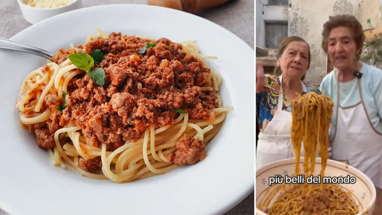 Dos abuelas italianas muestran su deliciosa boloñesa, revelando de donde es la boloñesa: ¡directamente de Italia!