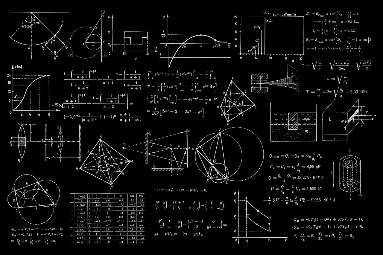 Tablica z mnóstwem diagramów na niej