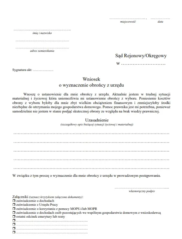 Gdzie złożyć wniosek o adwokata z urzędu, aby uniknąć problemów?
