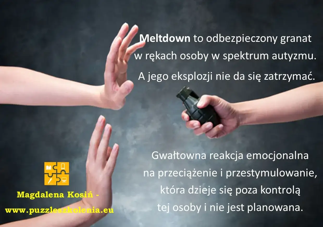 Meltdown to niekontrolowana eksplozja emocji, jak odbezpieczony granat. Ataki szału u dziecka z autyzmem są reakcją na przeciążenie, nie planowaną.
