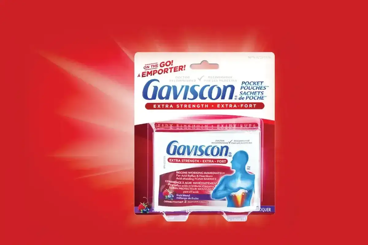 Gaviscon Extra Strength na zgagę i niestrawność. Szybko działająca formuła w saszetkach do noszenia w podróży.