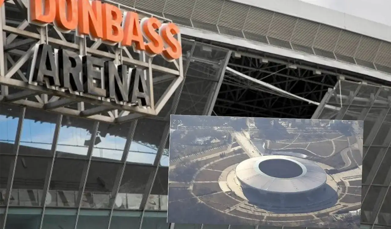 Widok na Donbas Arena z bliska i z lotu ptaka.