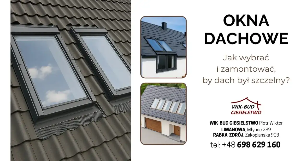 Nowoczesne okna dachowe na ciemnym dachu. Poradnik, jak wybrać i zamontować okna skośne, by dach był szczelny.