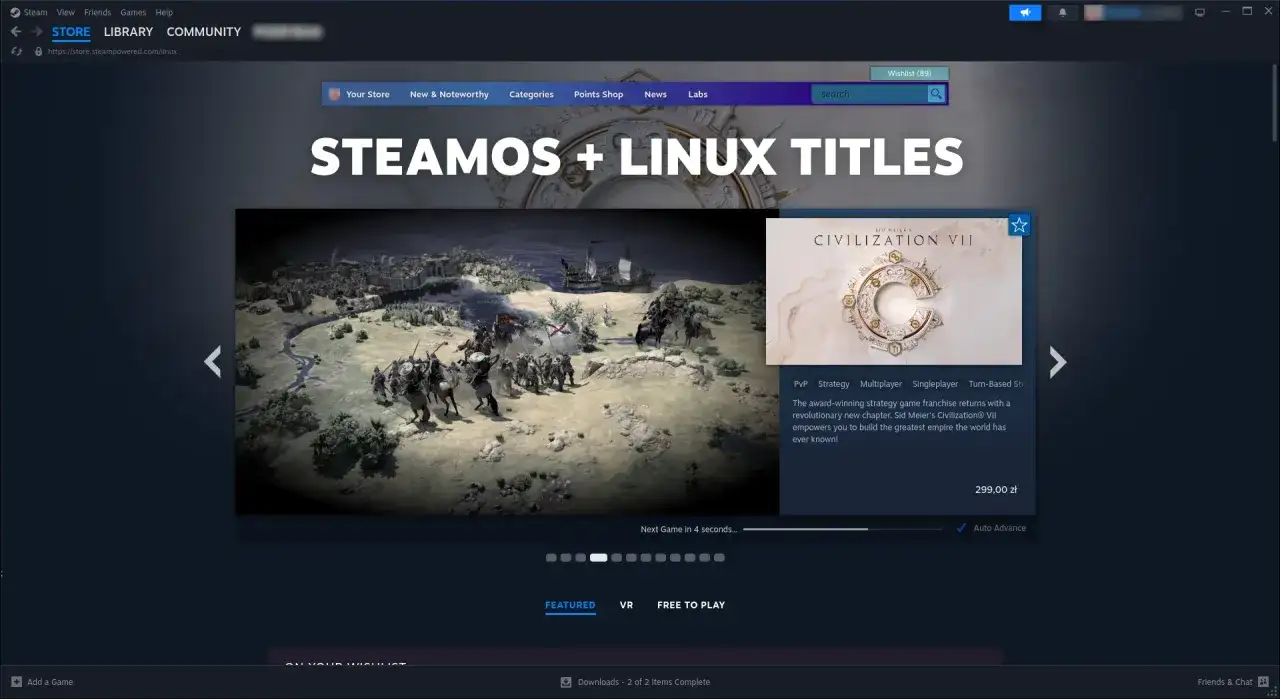 Strona Steam promuje gry na Linuxa, w tym Civilization VII. Odkryj świat linux do gier!