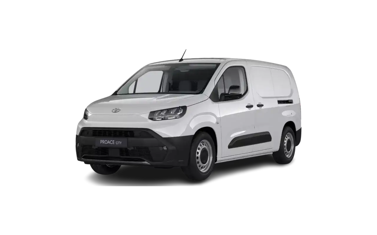 Biały Toyota Proace City Long, wszechstronny samochód dostawczy, gotowy do pracy.