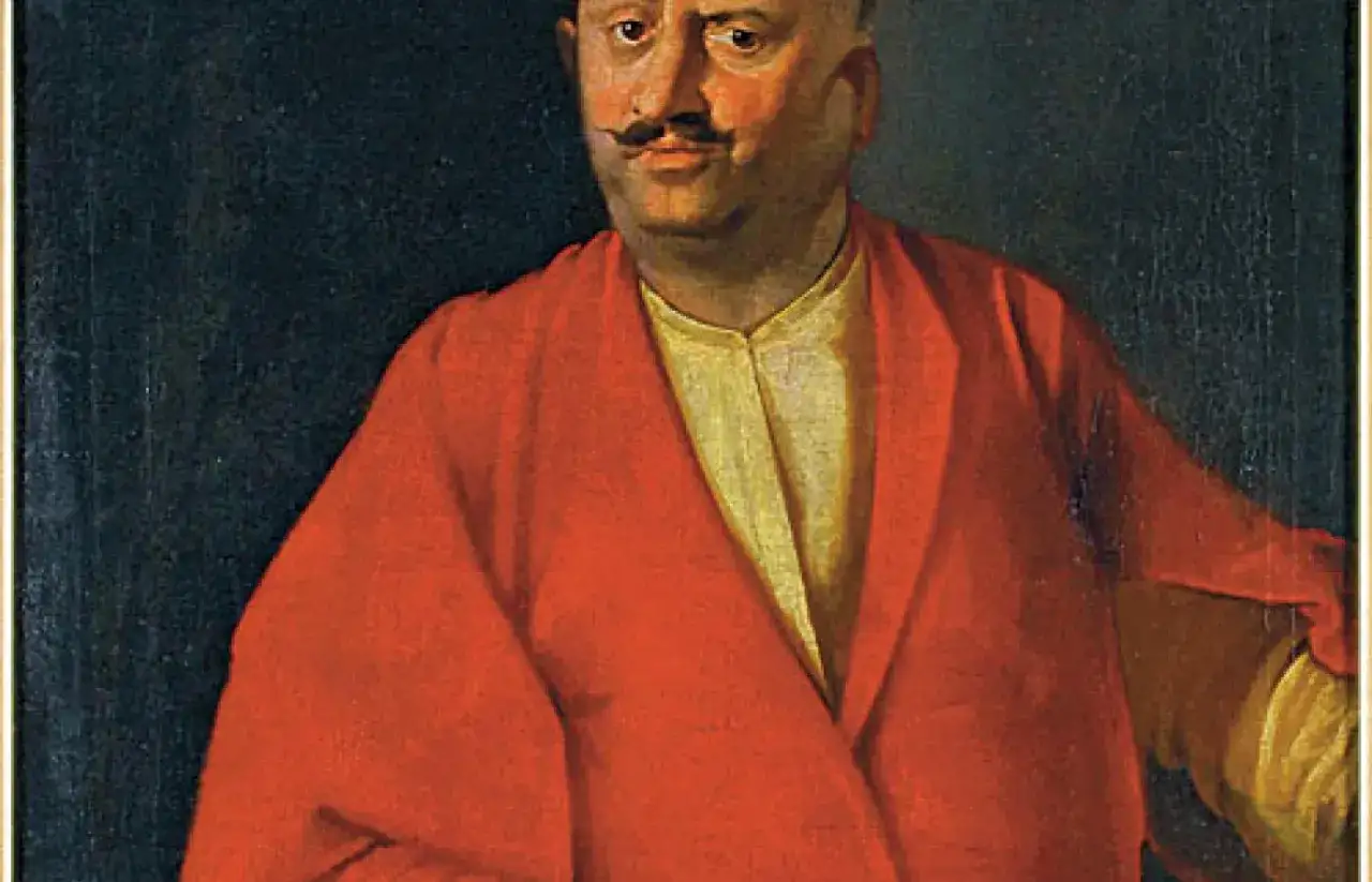 Portret mężczyzny w czerwonym żupanie i żółtej kamizelce. Czy to sarmata?