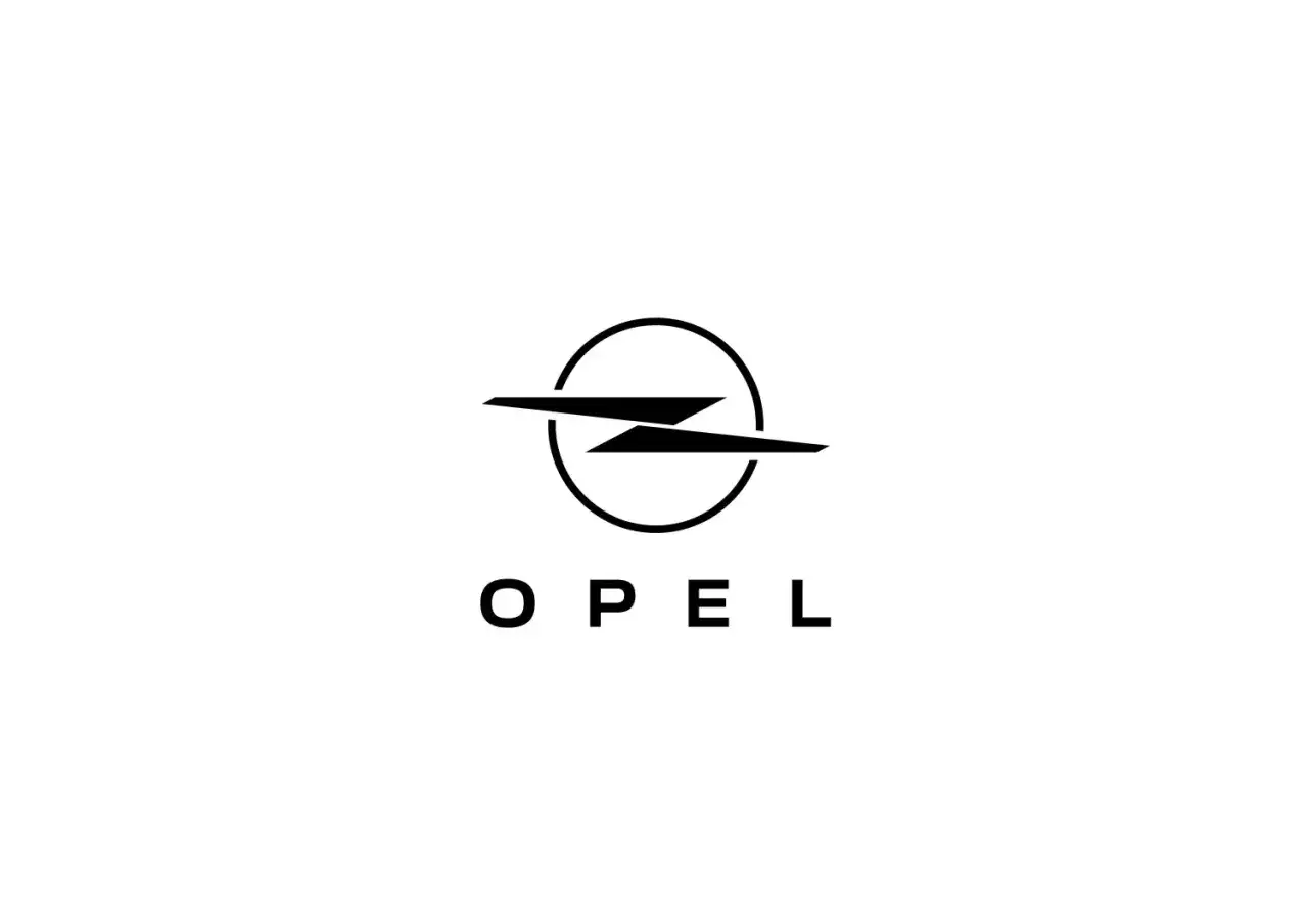 Logo marki samochodu Opel. Błyskawica w okręgu, poniżej napis OPEL.