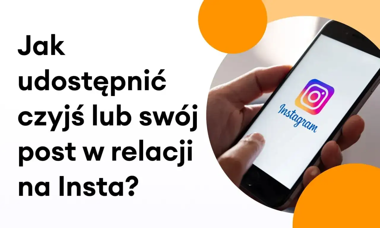 Dowiedz się, jak udostępnić czyjąś relację na swojej relacji na Instagramie. Dłoń trzyma smartfon z logo Instagrama.