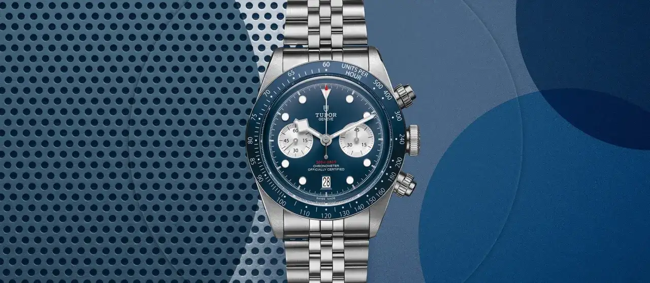 Niebieski chronograf Tudor z bransoletą, idealny dla najlepszych Tudorów. Plan emisji zegarka.