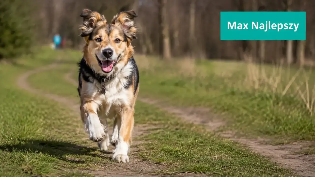 Szukasz inspiracji, jak nazwać psa? Ten radosny piesek Max biegnie przez łąkę, gotowy na przygodę.