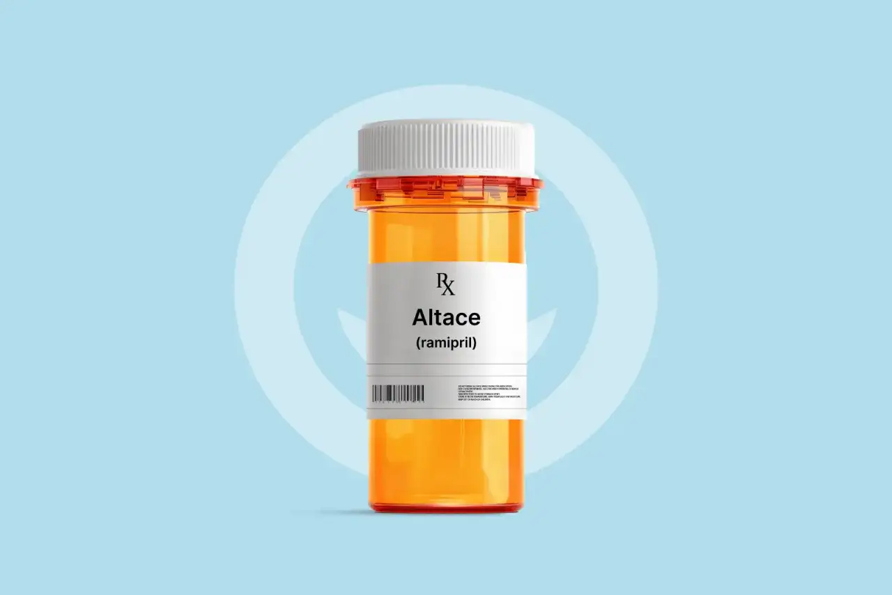 Pomarańczowa buteleczka leku z etykietą "Altace (ramipril)". Szukasz tritace zamiennik?