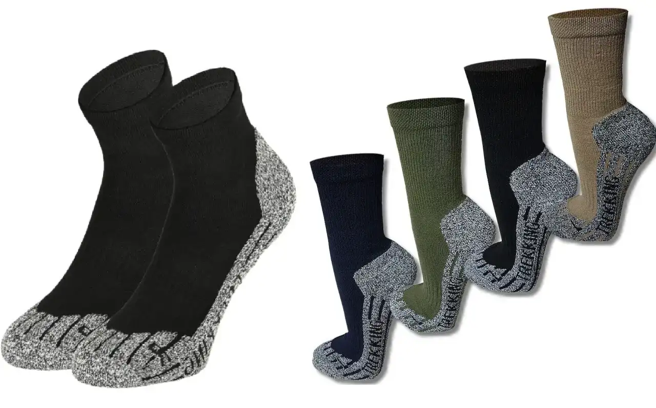 Różne kolory skarpetek trekkingowych. Zastanawiasz się, jakie skarpetki trekkingowe zapobiegają odparzeniom: wełna merino vs Coolmax?