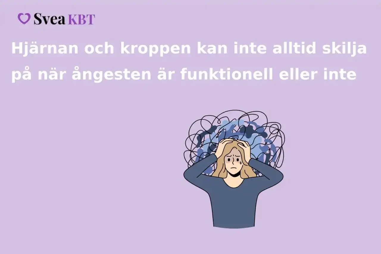 En person med huvudet i händerna, omgiven av kaotiska tankar, symboliserar social ångest.