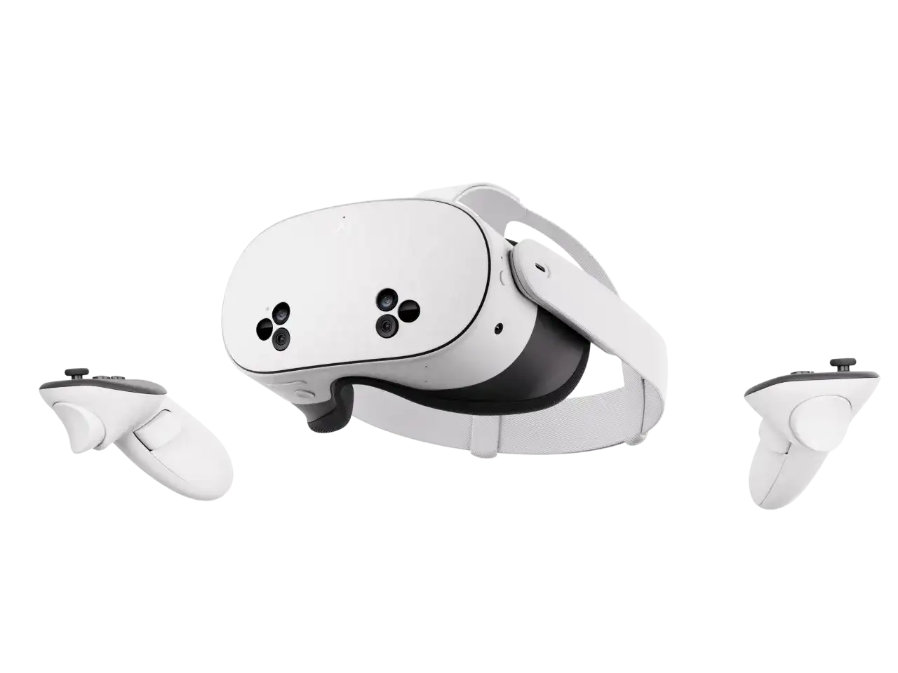Gogle VR Meta Quest 3s z kontrolerami, gotowe do zanurzenia w wirtualnej rzeczywistości.