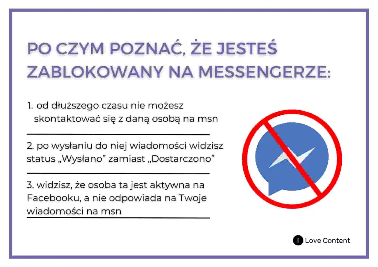 Jak sprawdzić czy ktoś mnie zablokował na Messengerze: brak kontaktu, status "Wysłano" zamiast "Dostarczono", osoba aktywna na FB, ale nie odpisuje na msn.