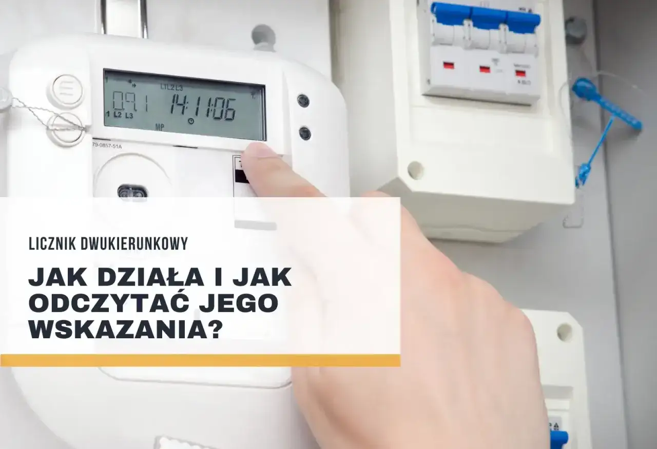 Cyfrowy licznik dwukierunkowy pokazuje symbole i wskazania, jak odczytać jego dane.