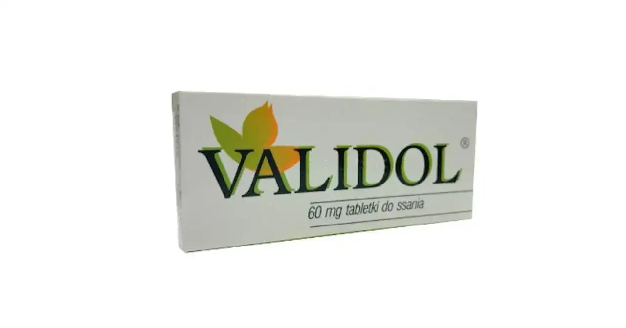 Opakowanie Validolu 60 mg, tabletek do ssania, które mogą pomóc na kołatanie serca.