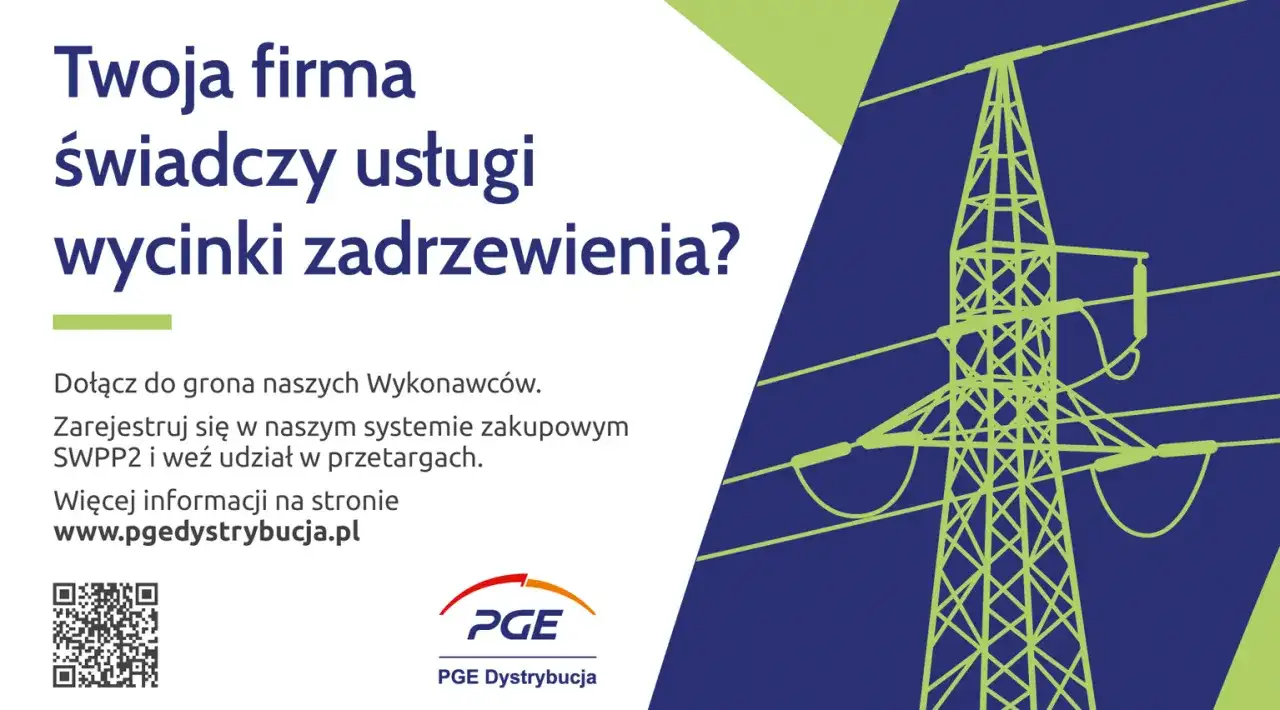 Grafika przedstawia schematyczną wieżę energetyczną na tle granatowym z zielonymi elementami.