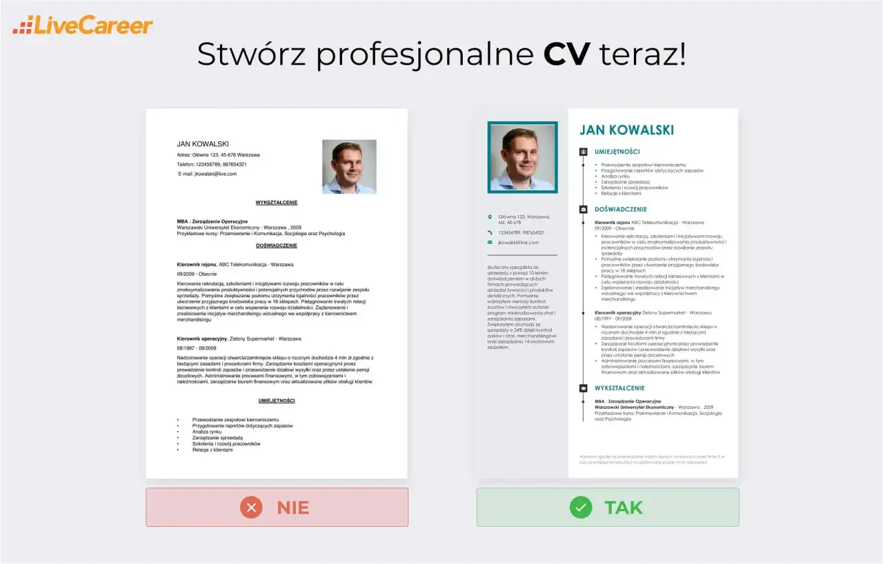 Profesjonalne CV Jana Kowalskiego z doświadczeniem w zarządzaniu i sprzedaży.