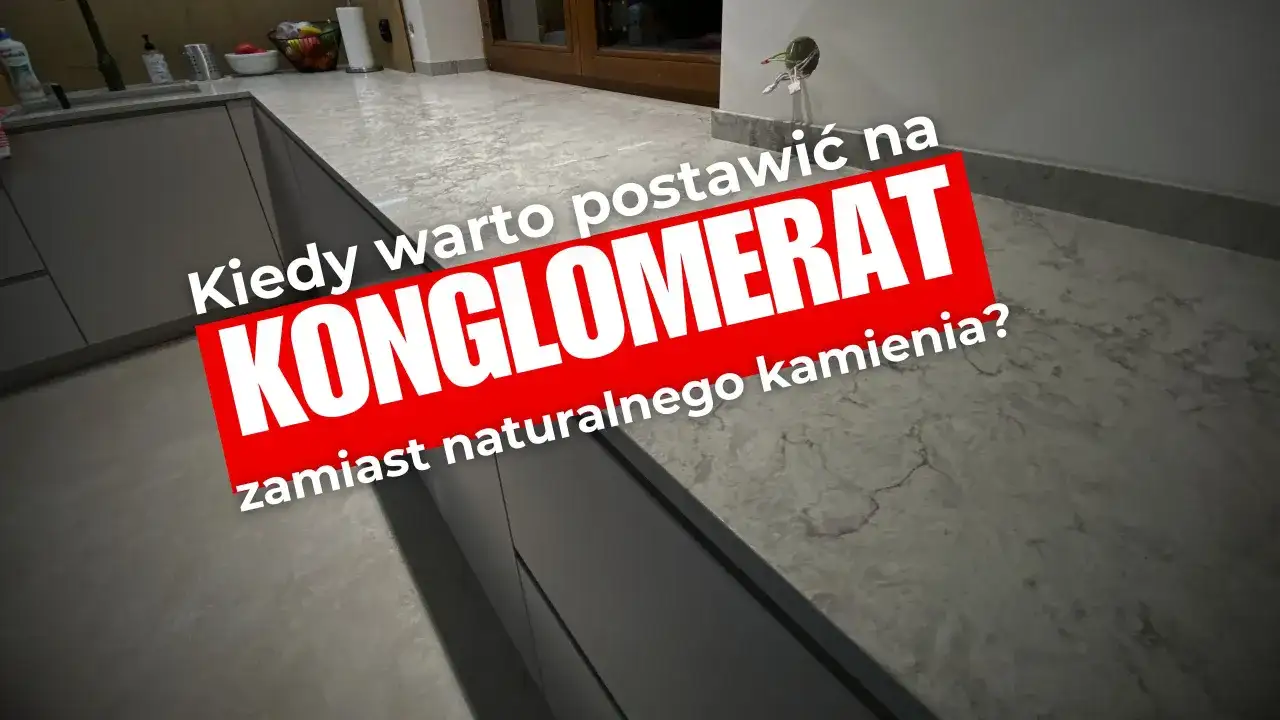 Kiedy warto postawić na konglomerat zamiast naturalnego kamienia? Nowoczesna kuchnia z kamiennym blatem.