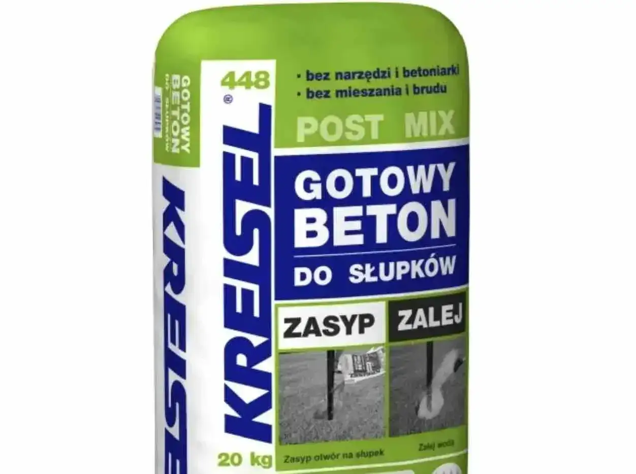 Gotowy beton Kreisel w workach. Ile na m3? Produkt Post Mix do słupków, łatwy w użyciu, bez mieszania.