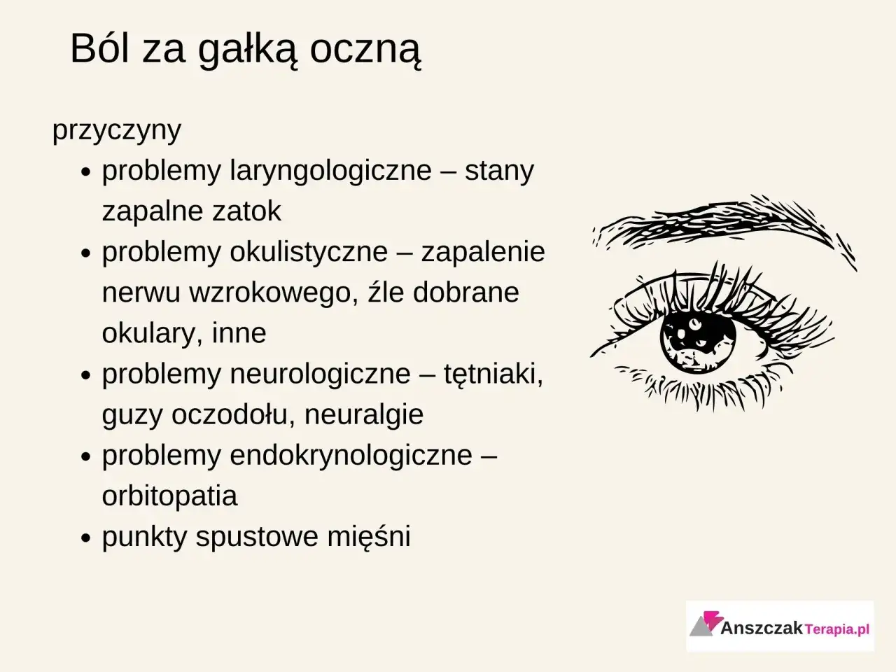 Ból oczu i głowy może mieć różne przyczyny: problemy z zatokami, wzrokiem, neurologiczne, endokrynologiczne i punkty spustowe mięśni.