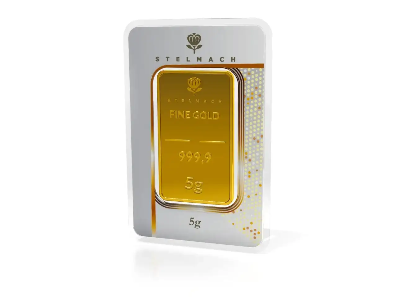 Złota sztabka 5g "FINE GOLD" w opakowaniu z certyfikatem.