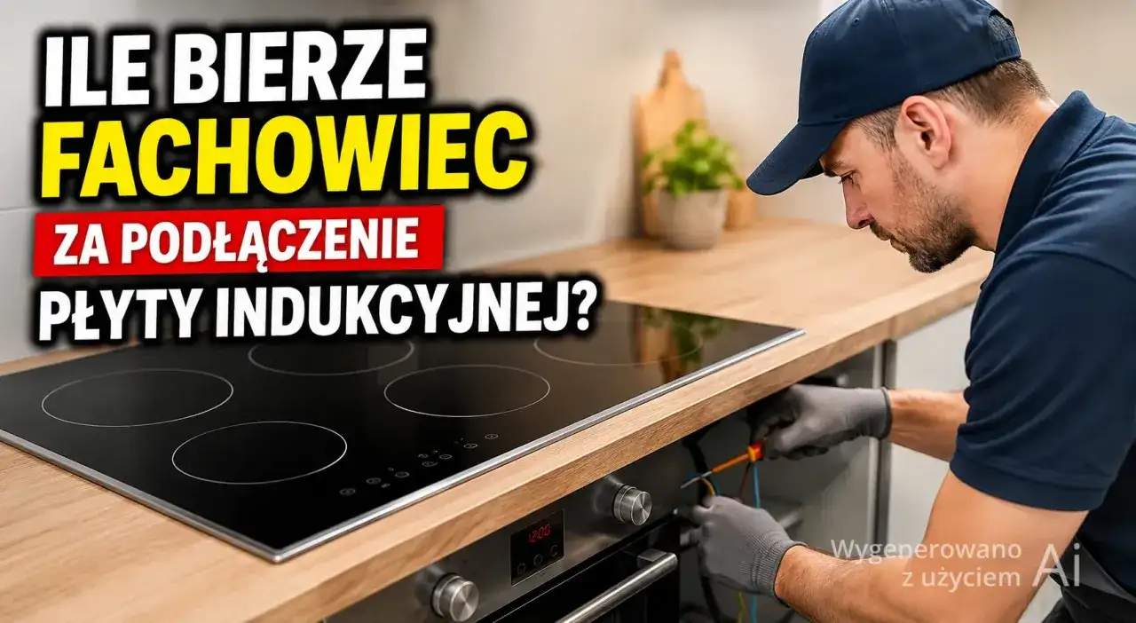Fachowiec podłącza płytę indukcyjną w blacie. Ile to kosztuje?