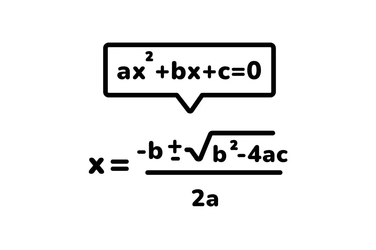 Wzór na pierwiastki równania kwadratowego ax²+bx+c=0, czyli x₁, x₂.