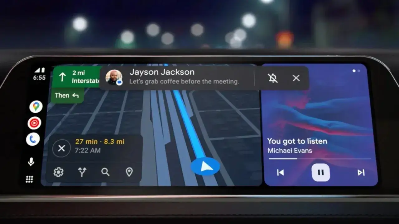 Un bug Android Auto affiche une notification de message et la musique en même temps.