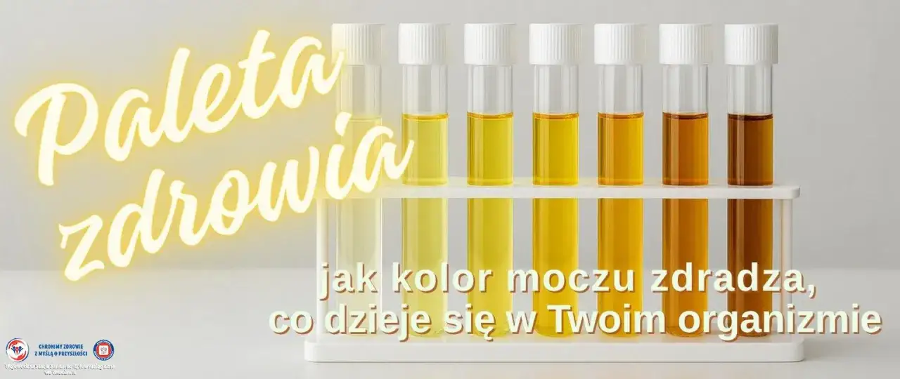 Paleta zdrowia: od jasnego do ciemnego moczu. Bardzo żółty mocz może sygnalizować zapalenie pęcherza.