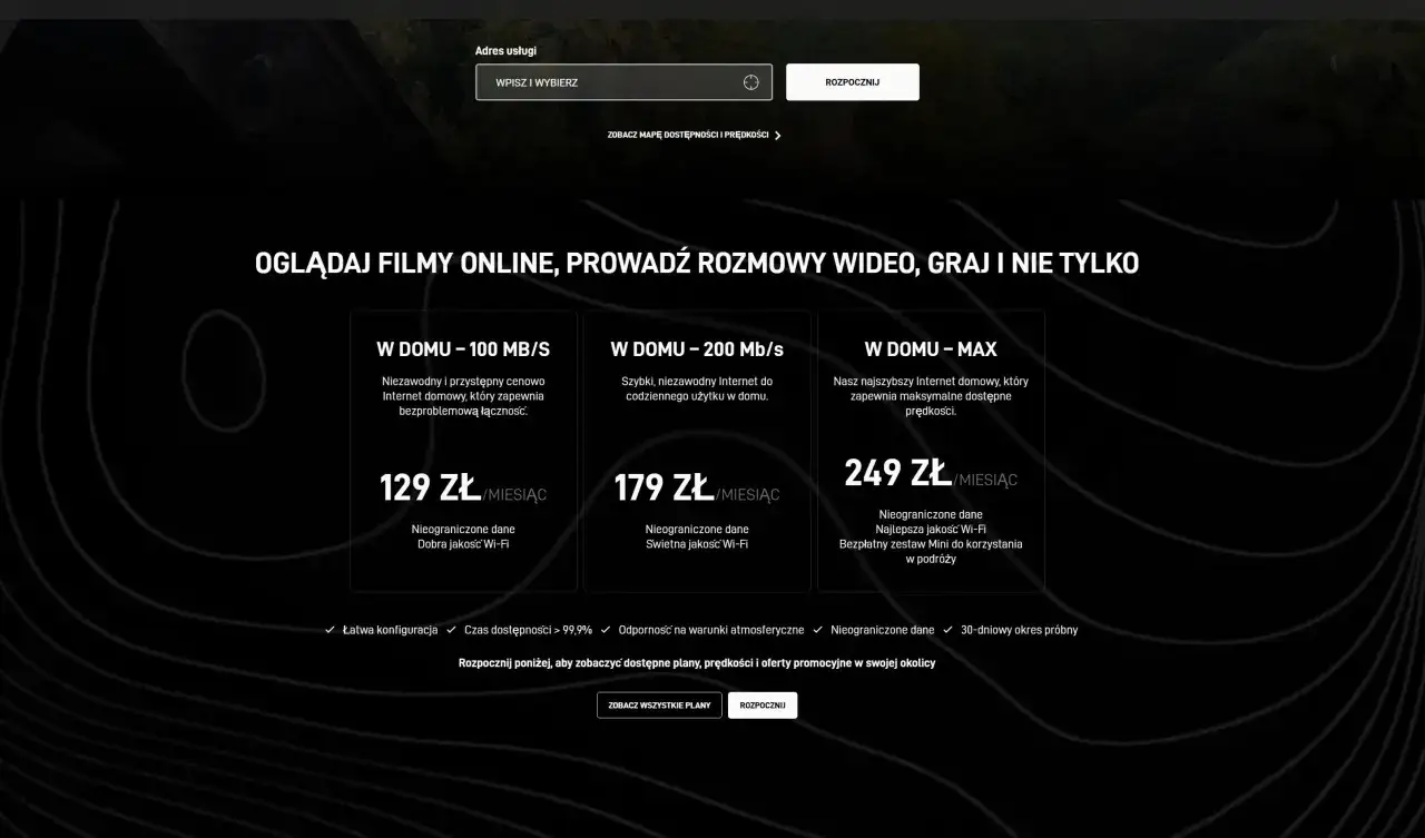 Szybki internet muska w domu: 100, 200 Mb/s lub MAX. Oglądaj filmy, graj, pracuj bez ograniczeń. Sprawdź ofertę!