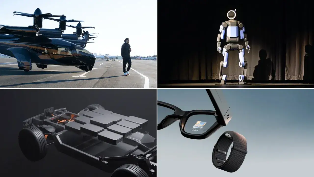 Latający pojazd, robot, podwozie samochodu elektrycznego i inteligentne okulary.
