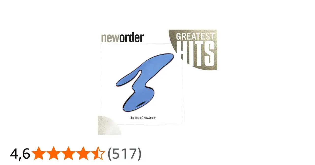 Okładka kompilacji "Greatest Hits" zespołu New Order. Znajdują się na niej charakterystyczne, niebieskie logo zespołu i tytuł.