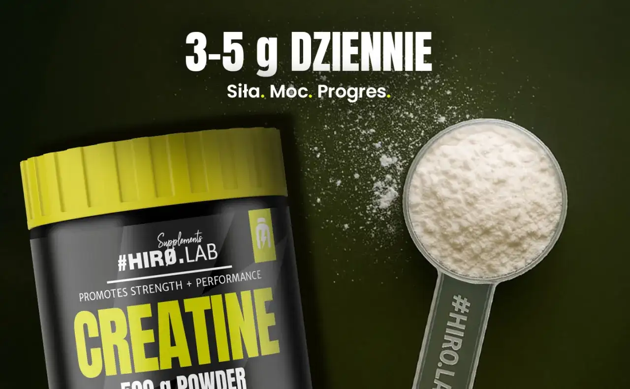 Kreatyna w proszku #HIRO.LAB. Jak ćwiczyć z kreatyną? 3-5g dziennie dla siły, mocy i progresu.